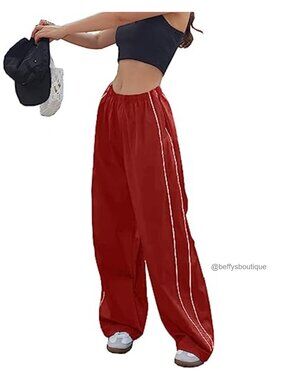 Wide Leg Parachute Track Pants Baggy Y2K Jogger Sweatpants